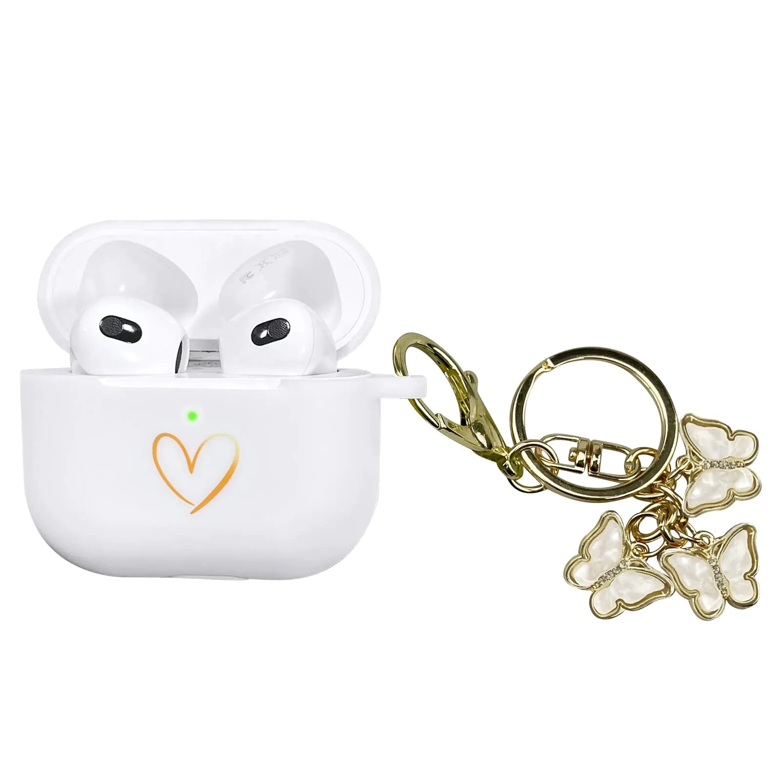 AirPods 3 Cute Heart Silicone Case with Butterfly Keychain